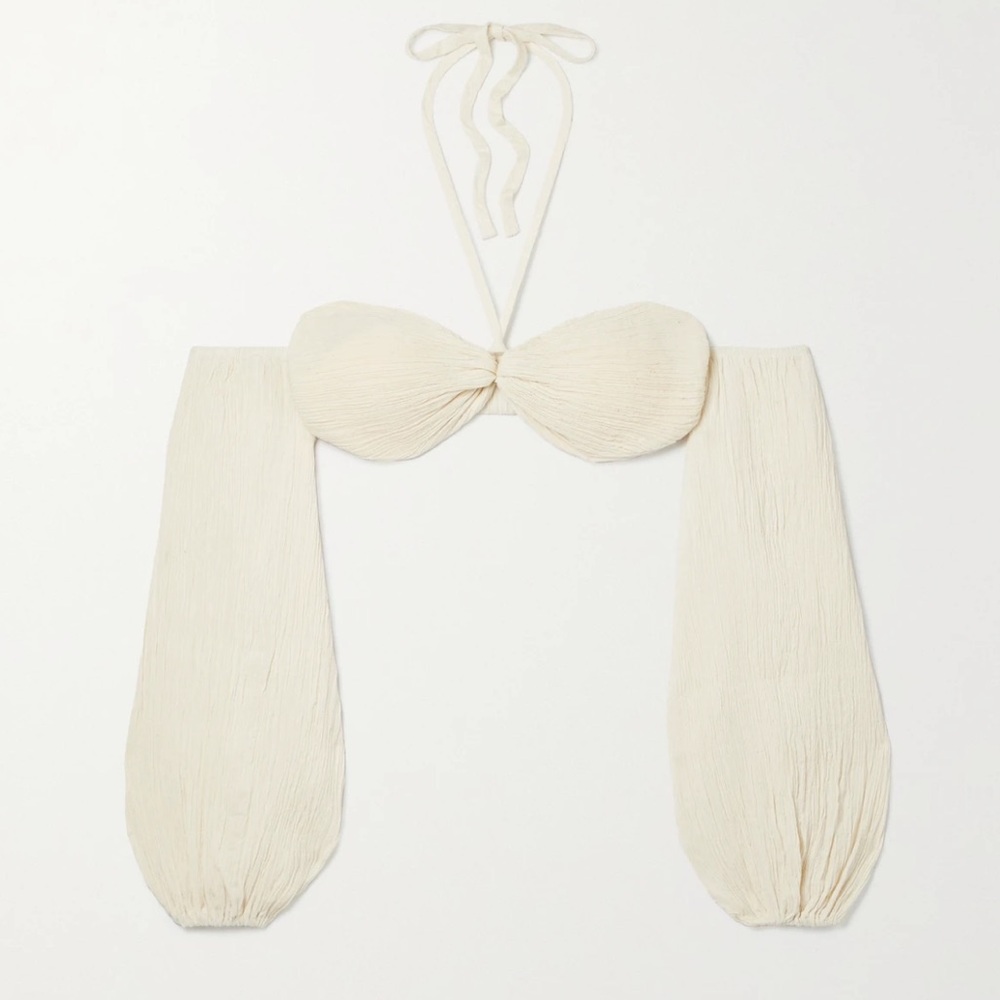 SAVANNAH MORROW THE LABEL
+ Net Sustain Indra Off-the-shoulder Crinkled Organic